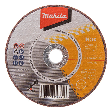 MAKITA D-74815-5 TARCZA TNĄCA DO METALU STALI INOX 76x10 5 sztuk