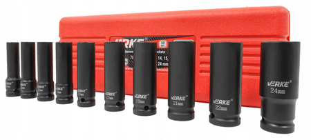 VERKE V39467 ZESTAW NASADEK UDAROWYCH 1/2" 10-24mm - 10 SZTUK