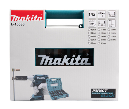 MAKITA E-16586 ZESTAW NASADEK UDAROWYCH 14 SZT IMPACT BLACK 1/2" 10-32 MM