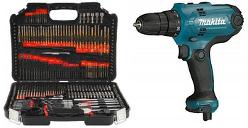MAKITA DF0300 Wiertarko-Wkrętarka siecowa + OSPRZĘT 246 szt