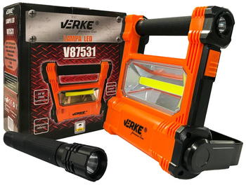 VERKE V87531 LAMPA HALOGEN BUDOWLANY LED AKU 20 W + LATARKA