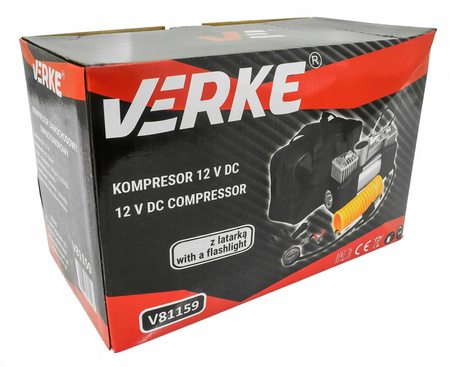 VERKE V81159 KOMPRESOR SAMOCHODOWY SPRĘŻARKA POMPKA DO KÓŁ SAMOCHODU 12V NA ZAPALNICZKĘ