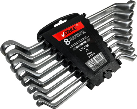 VERKE KLUCZE OCZKOWE ODGIĘTE 6-22mm 8 szt KLIP