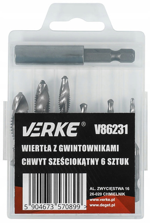 VERKE V86231 WIERTŁA GWINTUJĄCE HSS M3 - M10 -6szt