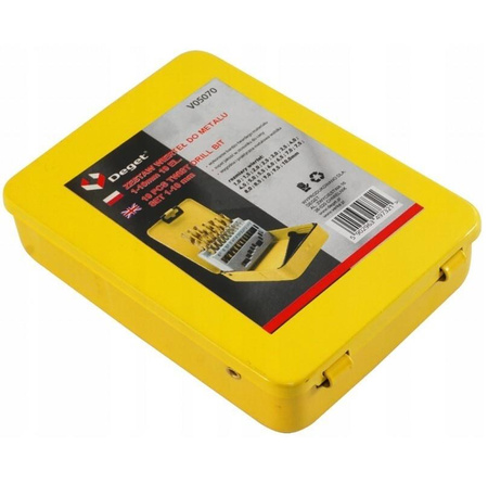 DEGET ZESTAW WIERTEŁ DO METALU HSS 1-10 MM 19 el