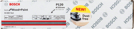 BOSCH SIATKA ŚCIERNA M480 P120 Ø225mm - 25 SZTUK