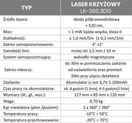 PRO LK-360.3DG LASER PŁASZCZYZNOWY KRZYŻOWY 3D 360 + statyw