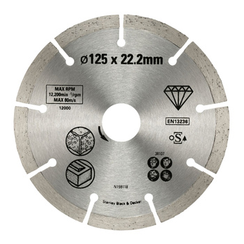 STANLEY STA38107 TARCZA DIAMENTOWA SEGMENTOWA Ø125 MM NA SUCHO – CIĘCIE CEGŁY / BETONU / BLOCZKÓW