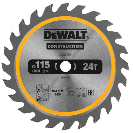 DEWALT DT20420-QZ PIŁA TARCZOWA DO CIĘCIA DREWNA Z GWOŹDZIAMI 115 MM