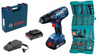 BOSCH GSB 180-Li WKRĘTARKA 18V 2x2Ah + VERKE 217pc