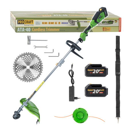 PROCRAFT ZESTAW PLM20 ATA-40 KOSIARKA i KOSA AKUMULATOROWA 35L 40V 2X4,0AH