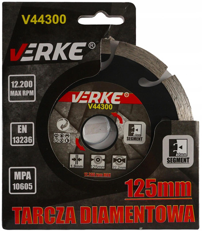 VERKE V44300 TARCZA DIAMENTOWA DO BETONU KOSTKI 125x22,2