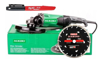 HIKOKI G23SW2 SZLIFIERKA KĄTOWA 2200W 230mm + Tarcza diamentowa + marker