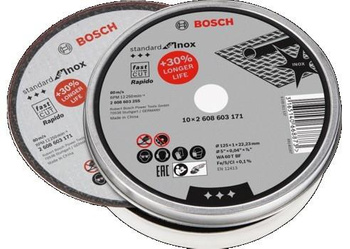 BOSCH TARCZA TNĄCA INOX 125x1 RAPIDO 10szt KASETA