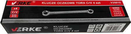 VERKE V35015 KLUCZE OCZKOWE TORX E6-E24 4 szt ZESTAW ETUI