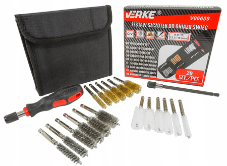 VERKE V06639 SZCZOTKI DO CZYSZCZENIA GNIAZD WTRYSKIWACZY ŚWIEC ŻAROWYCH ZESTAW SZCZOTEK