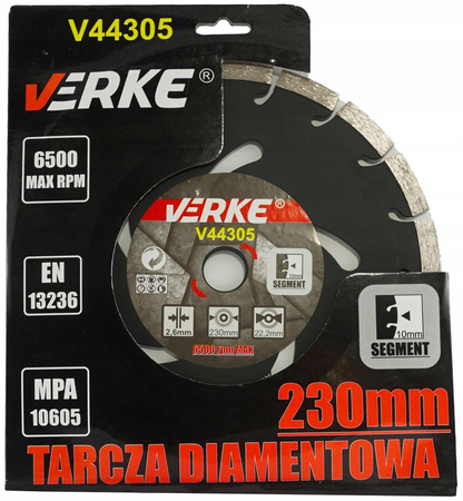 VERKE V44305 TARCZA DIAMENTOWA DO BETONU KOSTKI 230x22,2