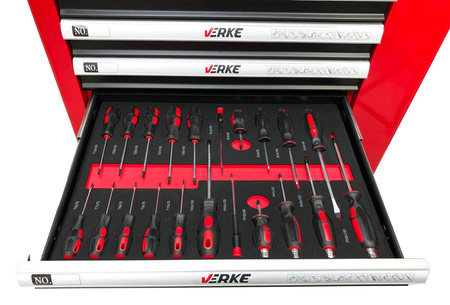 VERKE V33107 SZAFKA NARZĘDZIOWA 7+1 SZUFLAD + 250 NARZĘDZI