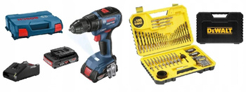 BOSCH GSR 18V-50 WKRĘTARKA AKU 18V 2x2Ah + DEWALT 100 SZT