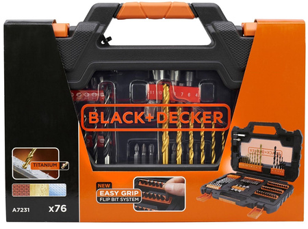 BLACK DECKER A7231 ZESTAW WIERTEŁ BITÓW 76 szt