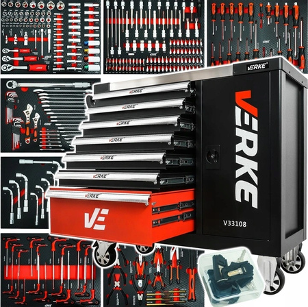 VERKE V33108 SZAFKA NARZĘDZIOWA 7 SZUFLAD+ 298 NARZĘDZI