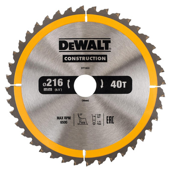DeWALT DT1953 TARCZA / PIŁA DO DREWNA 216x30mm 40T