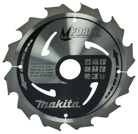 MAKITA B-31974 TARCZA TNĄCA M-FORCE 190x30MM;12Z