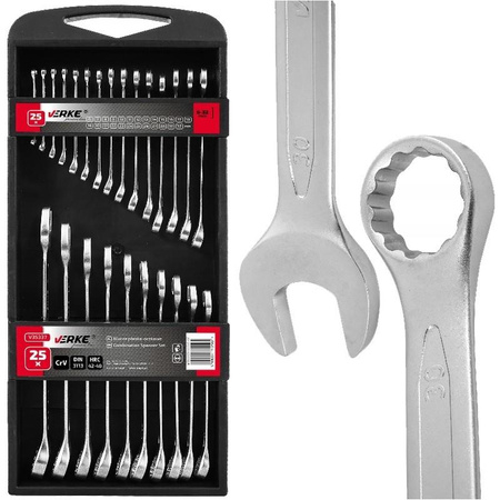 VERKE V35337 KLUCZE PŁASKO-OCZKOWE 25 EL. 6-32mm KASETA