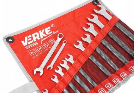VERKE V35306 KLUCZE PŁASKO-OCZKOWE 12 EL 6-22mm POKROWIEC