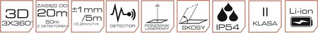 PRO LK-360.3D LASER PŁASZCZYZNOWY KRZYŻOWY 3D 360° + STATYW
