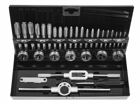 VERKE V87010 ZESTAW GWINTOWNIKÓW I NARZYNEK M3 - M12 POKRĘTŁA OPRAWKI GWINTOMIERZ 32 EL.