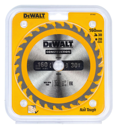 DeWALT DT1932 TARCZA DO PILAREK 160x20mm 30T