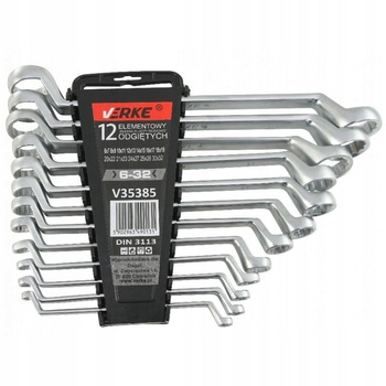 VERKE V35385 KLUCZE OCZKOWE ODGIĘTE 6-32 mm 12 szt KLIP