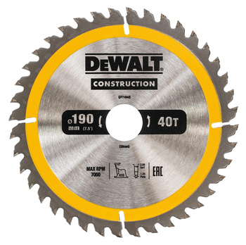 DeWALT DT1945 TARCZA DO PILAREK 190x30mm 40T