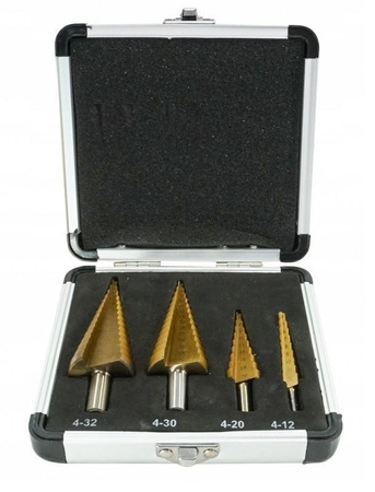 VERKE V05050 ZESTAW WIERTEŁ STOPNIOWYCH STOŻKOWYCH 4 szt.