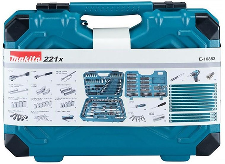 MAKITA ZESTAW NARZĘDZI BITY KLUCZE NASADKI 221 szt