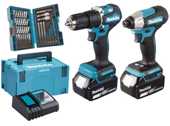 MAKITA DLX2414JX4 Wkrętarka DHP487 + Zakrętarka DTD157 + Osprzęt 38szt