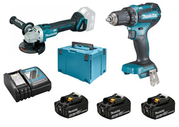 MAKITA DLX2284J1 Wkrętarka DDF485 Szlifierka DGA504 3x3,0Ah
