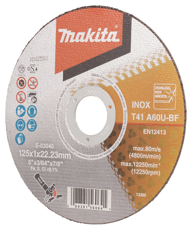 MAKITA E-03040 TARCZA TNĄCA INOX 125x1,0x22,23 mm