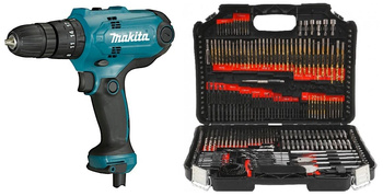 MAKITA HP0300 Wiertarko-Wkrętarka + OSPRZĘT 246 szt