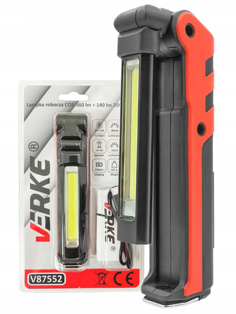 VERKE V87552 LAMPKA ROBOCZA COB 360 lm + 140 lm, 2000 mAh