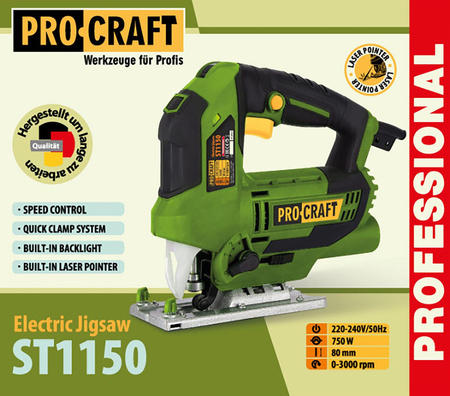 PROCRAFT ST1150 WYRZYNARKA SIECIOWA 750W LASER REGULACJA WAHADŁOWA