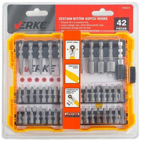 VERKE V39201 ZESTAW BITÓW BITY KOŃCÓWKI TORX IMBUS 42 szt