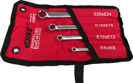 VERKE V35015 KLUCZE OCZKOWE TORX E6-E24 4 szt ZESTAW ETUI