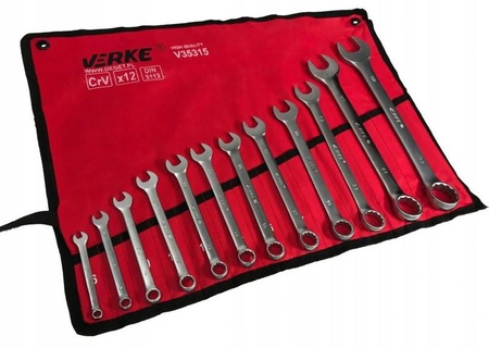 VERKE V35315 KLUCZE PŁASKO OCZKOWE 6-32mm 12 szt ETUI