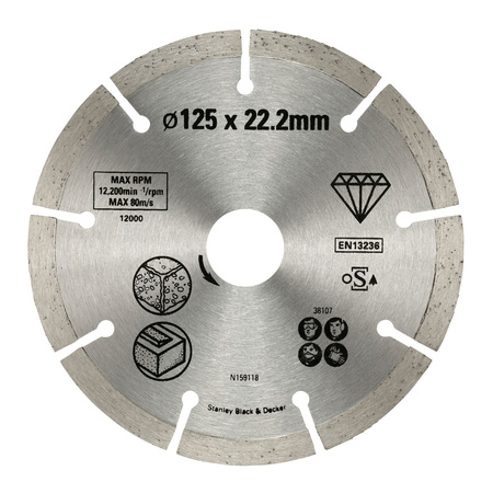 STANLEY STA38107 TARCZA DIAMENTOWA SEGMENTOWA Ø125 MM NA SUCHO – CIĘCIE CEGŁY / BETONU / BLOCZKÓW