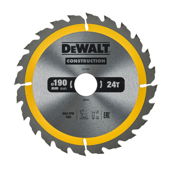 DeWALT DT1944 TARCZA DO DREWNA DO PILAREK RĘCZNYCH 190 x 30mm 24T