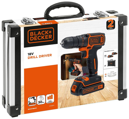 BLACK DECKER BDCDC18BAFC WKRĘTARKA 18V + 2x1,5Ah + OSPRZĘT 80 SZT