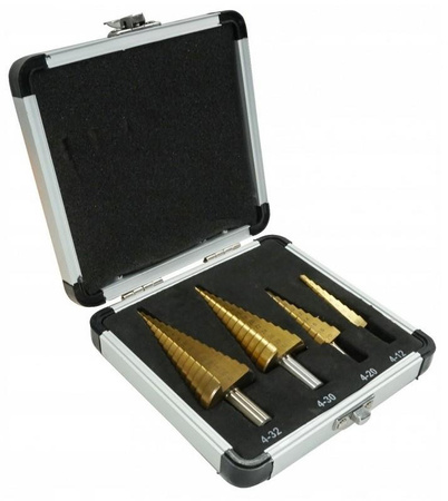 VERKE V05050 ZESTAW WIERTEŁ STOPNIOWYCH STOŻKOWYCH 4 szt.