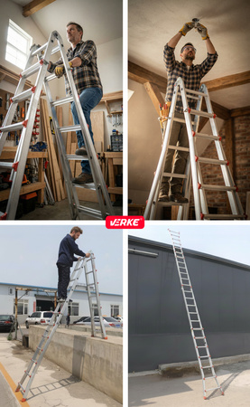 VERKE V87102 DRABINA WIELOFUNKCYJNA PRZEGUBOWA SKŁADANA ALUMINIOWA MOCNA 150KG 4x6